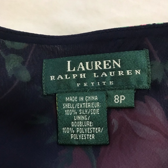 Lauren Ralph Lauren navy skirt with pink flowers - Picture 2 of 9